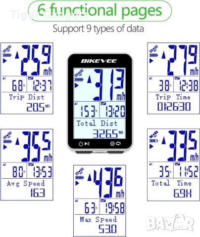 Bikevee BKV-310 GPS Велокомпютър – Безжичен, 2.4" дисплей, IPX7, Автоматична подсветка, снимка 2 - Аксесоари за велосипеди - 54939782