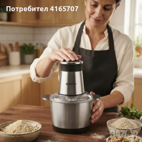 Мощен 5L електрически чопър и месомелачка – Бързо смилане на месо и зеленчуци, снимка 3 - Чопъри и пасатори - 55657677