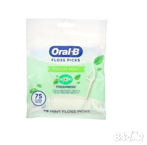 Комплект конци за зъби, Oral-B Тип клечка за зъби, устойчиви влакна, ментов вкус, 75 бр 