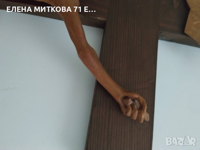 Голям кръст Разпятие Христово изцяло от дърво ръчно изработен, снимка 5 - Икони - 55213466