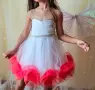Официална рокля за момиче 5г. 3в1 Дизайнерска бяла с червени 3D рози за сватба кръщене рожден ден , снимка 3