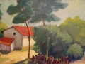 Авторска картина "Селски пейзаж" масло платно 1980 г, снимка 5