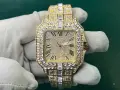 Cartier Santos Iced Мъжки Часовник С Кварцов Механизъм Код Chronolux59, снимка 1