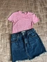 Сет дънкова пола Stay и тениска Zara, снимка 1