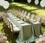 Големи сатенени покривки 5м, 6м за сватба sage green и поводи, снимка 1