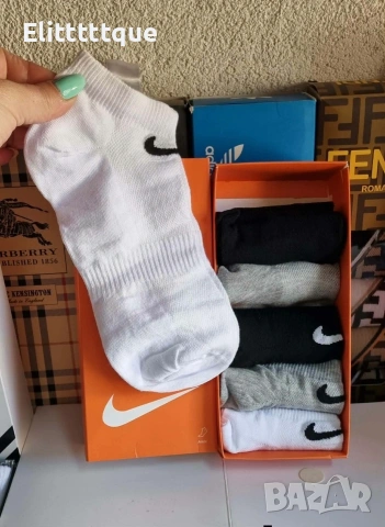 6 чифта в кутия чорапи nike fendi louis vuitton Adidas 