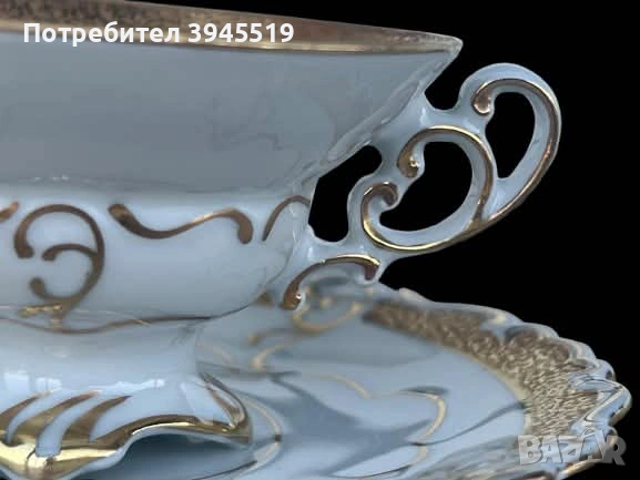 Рядък уникален порцеланов сет с позлата, снимка 6 - Антикварни и старинни предмети - 55040335