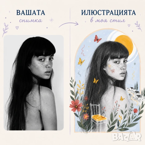 Артистична дигитална илюстрация по снимка | Ръчно рисуван портрет, снимка 8 - Други - 54460405