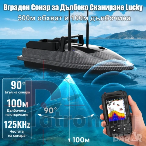 Лодка за захранка Flytec V600 Pro Sonar с вграден сонар Lucky и GPS, голяма батерия 18000mAh, снимка 5 - Стръв и захранки - 55280517