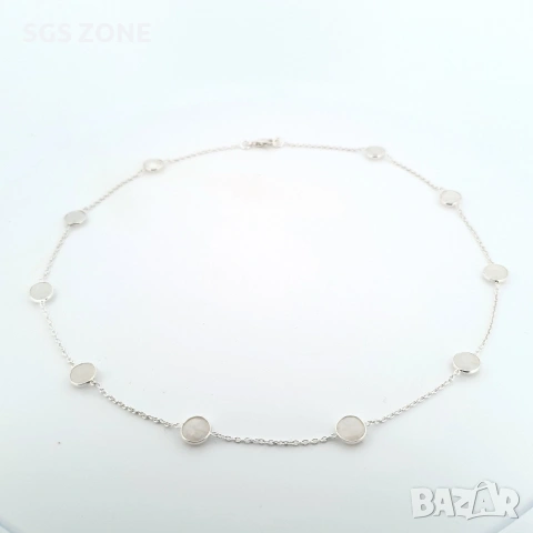 СРЕБЪРНО КОЛИЕ 925 С ЛУНЕН КАМЪК, снимка 4 - Колиета, медальони, синджири - 54994288