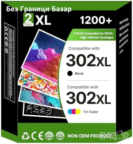 Ново 302XL мастило за HP DeskJet Envy OfficeJet, черно + цветно, 2 броя за Принтер тонер печат