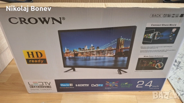 чисто нов телевизор Crown 24 инча, снимка 2 - Телевизори - 54972212