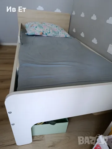 Детско разтегателно легло IKEA SLAKT с включена подматрачна рамка и матрак + подарък преграда, снимка 4 - Мебели за детската стая - 55680379