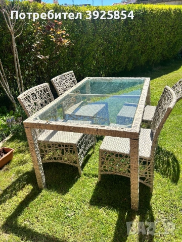Маса и столове - ратан и стъкло - уникален дизайн