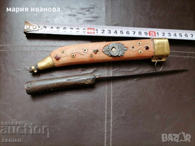стар нож овчарски с кания, снимка 4 - Антикварни и старинни предмети - 54939439