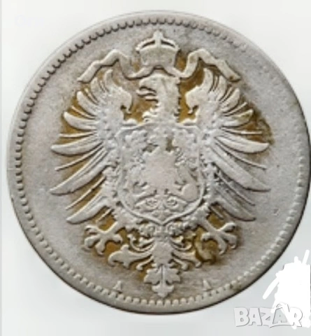 Стара Сребърна Райхгерманска монета 1 Марк 1875 година , снимка 3 - Нумизматика и бонистика - 54299796