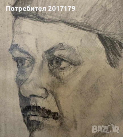 Майсторски портрет от средата на 20 век с рамка, снимка 4 - Антикварни и старинни предмети - 54987846