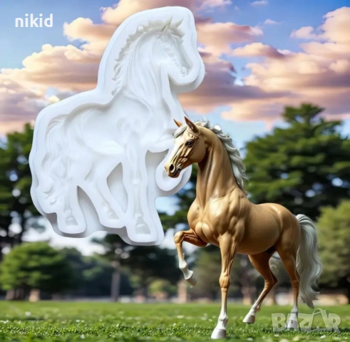 Кон реалистичен силиконов молд форма фондан шоколад гипс декор 