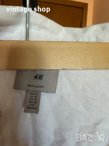 Мъжка ленена риза H&M, размер XL, снимка 6 - Ризи - 54940110