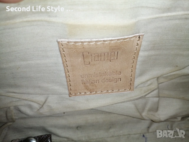 Винтидж италианска чанта за рамо от естествена кожа в кафяв цвят CIAMPI, снимка 14 - Чанти - 54097212