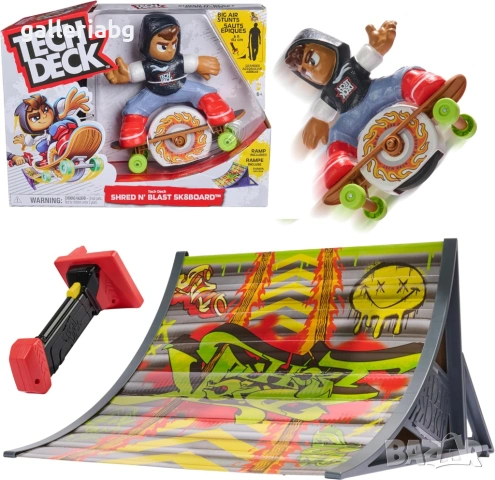 Моторизиран фингърборд Tech Deck Shred N’ Blast с рампа и фигурка, снимка 4 - Електрически играчки - 54946888