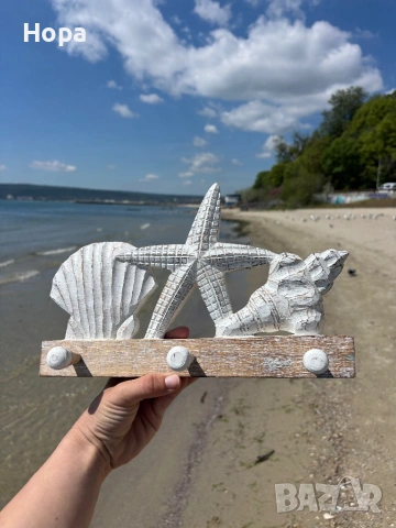 Закачалка за стена от дърво с морски декор , снимка 9 - Декорация за дома - 50178750