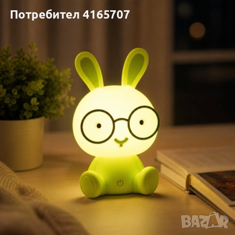 Детска нощна LED лампа Зайче – 23 см, 3 степени на яркост, USB захранване, снимка 4 - Други - 54477431