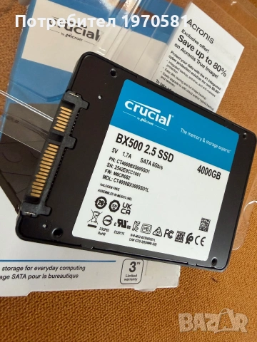 Crucial 4 TB BX500 SATA 2.5-inch SSD, снимка 6 - Твърди дискове - 55067378