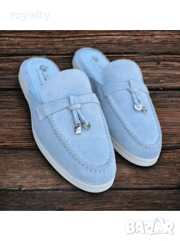 Loro Piana Дамско Синьо Сабо Естествен Велур 36-40 Номер Лоро Пиана