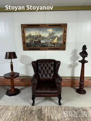 Chesterfield/Честърфийлд Луксозен фотьойл от естествена кожа