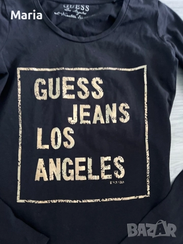Дамска блуза Guess Jeans с дълъг ръкав черна, снимка 2 - Блузи с дълъг ръкав и пуловери - 55479375