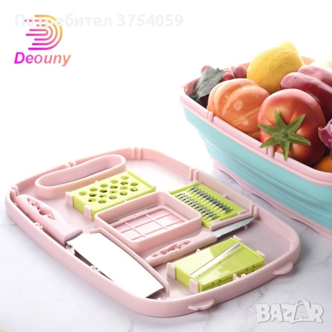 Кухненски къмпинг комплект 9в1 D E O U  N Y, мултифункционална дъска със сгъваем гевгир с кутия , снимка 5 - Къмпинг мебели - 55199981