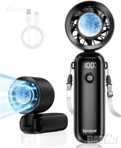 Портативен мини ръчен вентилатор Spopal с дисплей и Type-C зареждане