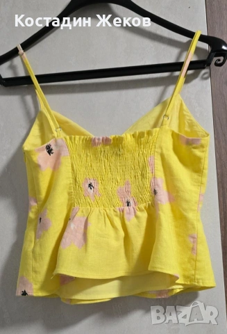 Нов. Къс ленен топ (crop top) на марката Zara. , снимка 4 - Корсети, бюстиета, топове - 54875274