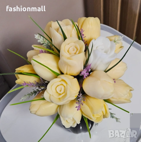 Букет "Жълти лалета ", снимка 2 - Декорация за дома - 53951074
