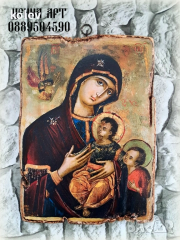 Икона на Пресвета Богородица с Младенеца Христос и св. Йоан Кръстител 25/18, снимка 2 - Икони - 54054682