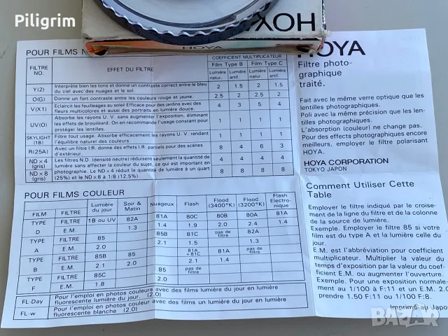 Цветовият преобразуващ филтър Hoya 85C, Япония., снимка 5 - Обективи и филтри - 55300879