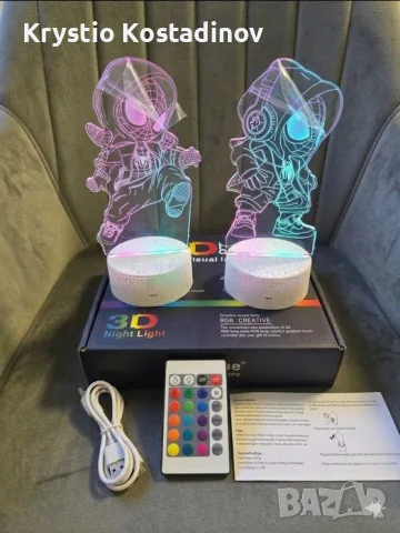 3D LED Нощна Лампа – Spider-Man / Спайдърмен (с две фигури)