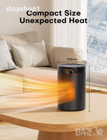 Печка нагревател, 1500W PTC електрически с ECO режим, 4 степени на топлина, режим „бриз“, термостат,, снимка 8 - Отоплителни печки - 54227681