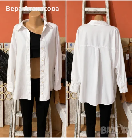 👟Oversized бяла риза Zara💄 л размер💣, снимка 2 - Ризи - 55605712