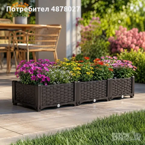 Модулна повдигната леха 120x40x22 см – За зеленчуци, билки и цветя, UV устойчива, кафява