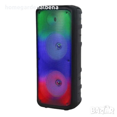 Безжична RGB тонколона 2×8 инча 1200W Bluetooth батерия микрофон дистанционно FM, снимка 6 - Тонколони - 54166041