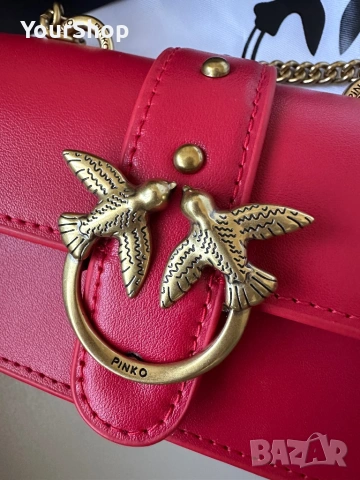 Оригинална чанта Pinko micro model в червен цвят, снимка 3 - Чанти - 54048647