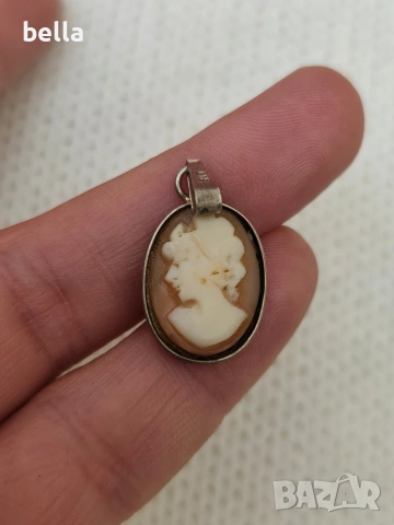 Сребърен антикварен медальон камея проб 800, снимка 4 - Антикварни и старинни предмети - 54162972