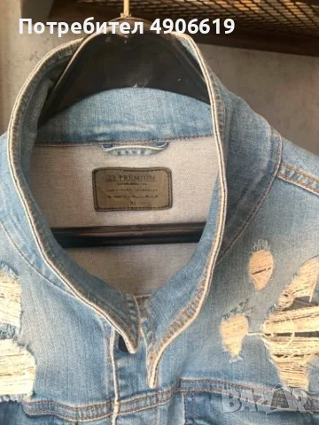 ХИТ Мъжко/Унисекс дънково яке Streetwear Накъсан дизайн | Като ново!, снимка 3 - Якета - 55541255