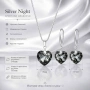 Комплект бижута с камъни Swarovski Silver Night – колие и висящи обеци сърце, снимка 1