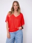 Червена тениска V neck ZARA, снимка 1