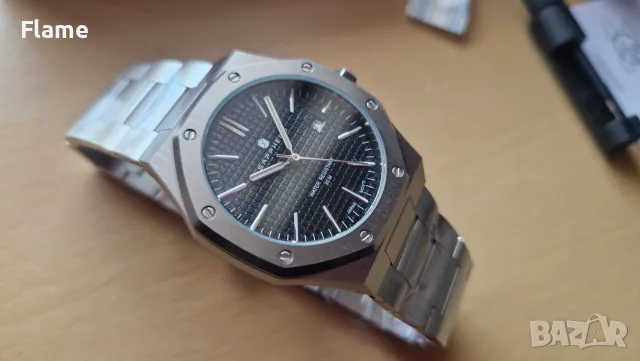 изчистен нов мъжки часовник sapphero royal oak водоустойчив, снимка 5 - Мъжки - 55673485