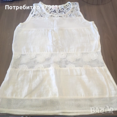 Елегантен бял летен потник с плетена дантела (бохо стил)