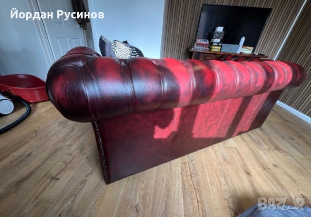 Честърфийлд кожен диван Chesterfield ОРИГИНАЛЕН, снимка 4 - Дивани и мека мебел - 55139189